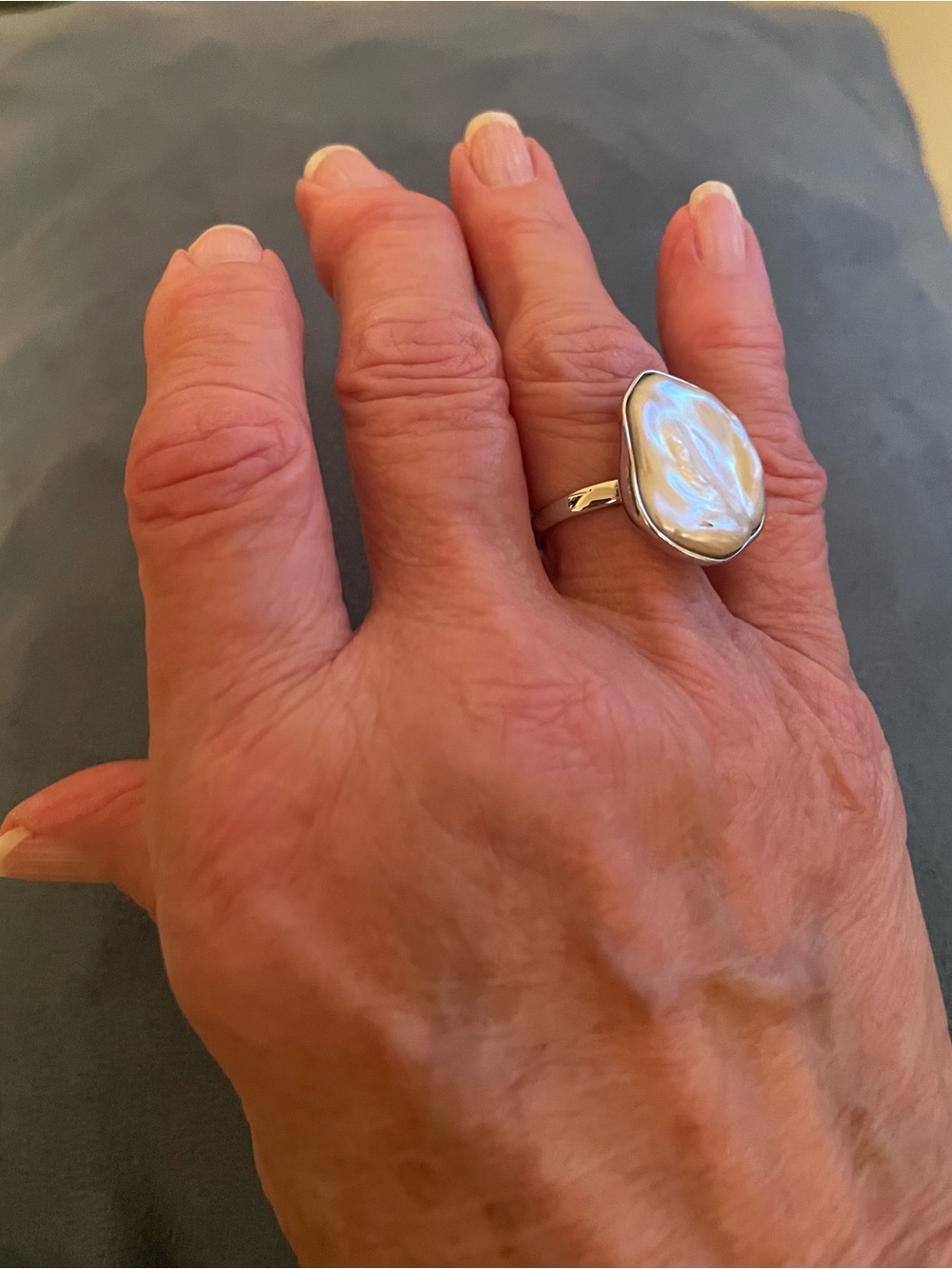 Ross-Simons Silver-Tone Baroque Pearl Ring - Picture 5 of 7